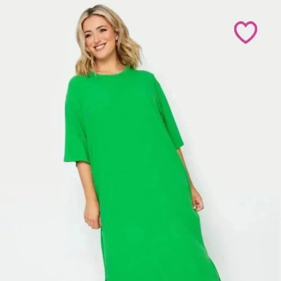 Yours | Plus Size Green Ribbed T-Shirt Dress Stretch Fabric -  New with Tag! - Picture 1 of 15